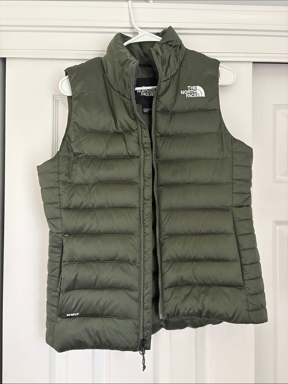 The North Face Olive Green Quilted Down Vest
